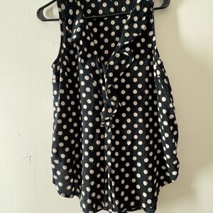 Anthropologie Black and White Polka Dot Blouse